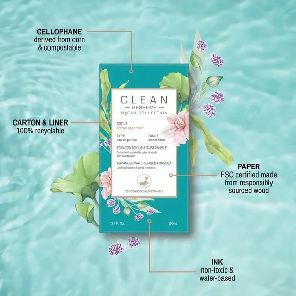 Clean Reserve H2EAU Amber Cashmere Scent 3.4oz